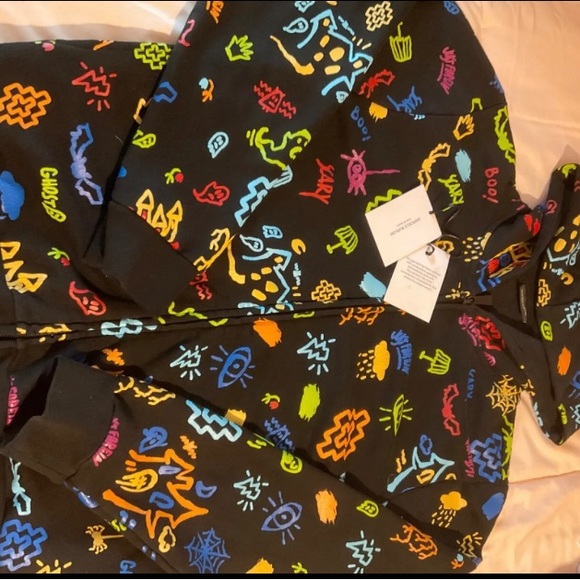 PERFECTMarcelo Burlon County Of Milan Kids TEEN motif print zip-up hoodie Sz 14 - Picture 2 of 10